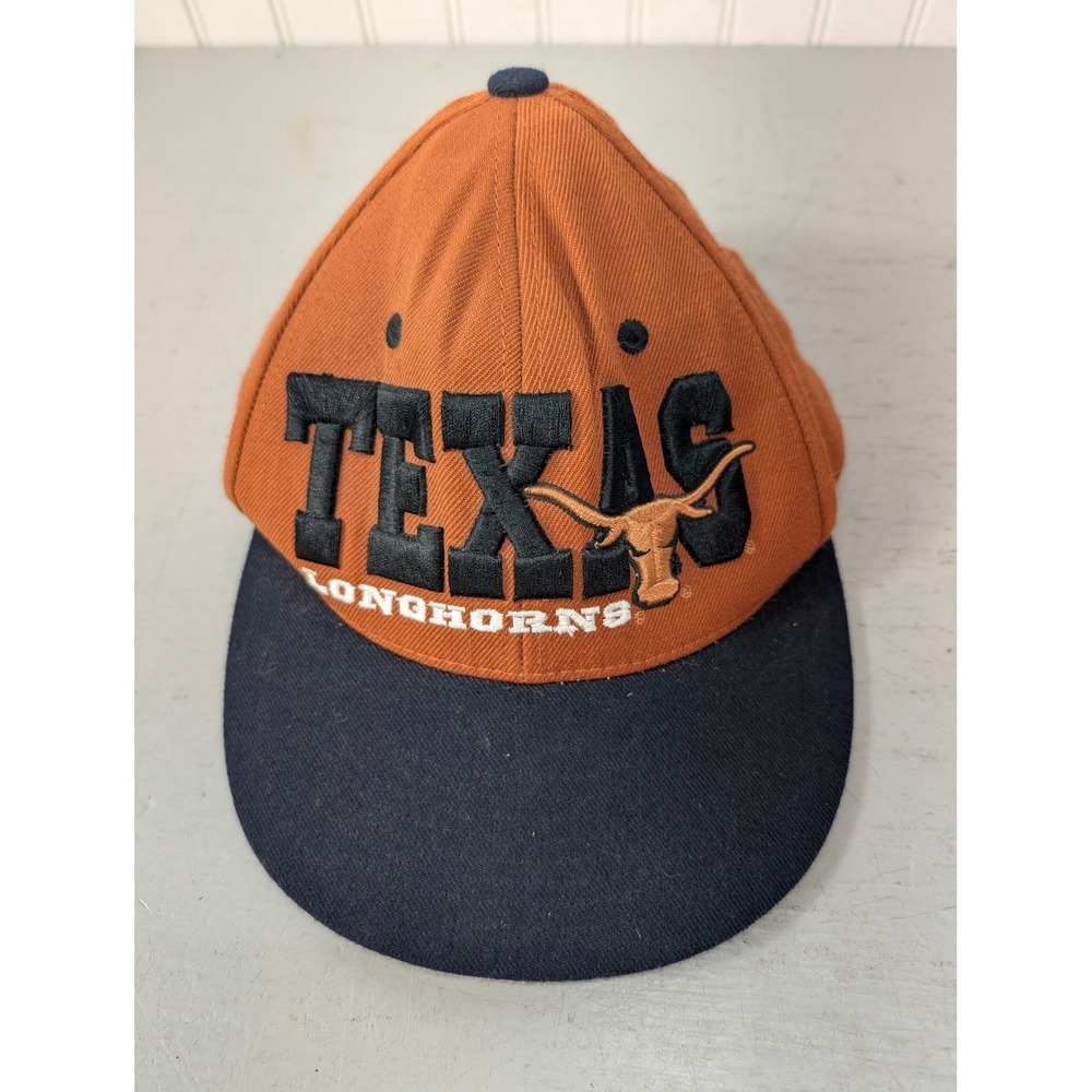 Texas Longhorns Snapback Hat Y2K Zephyr NCAA Spell Out Wool Blend Orange Black